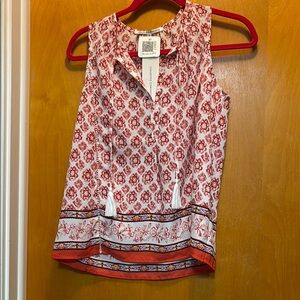 Collective Concepts Red and White Floral Blouse